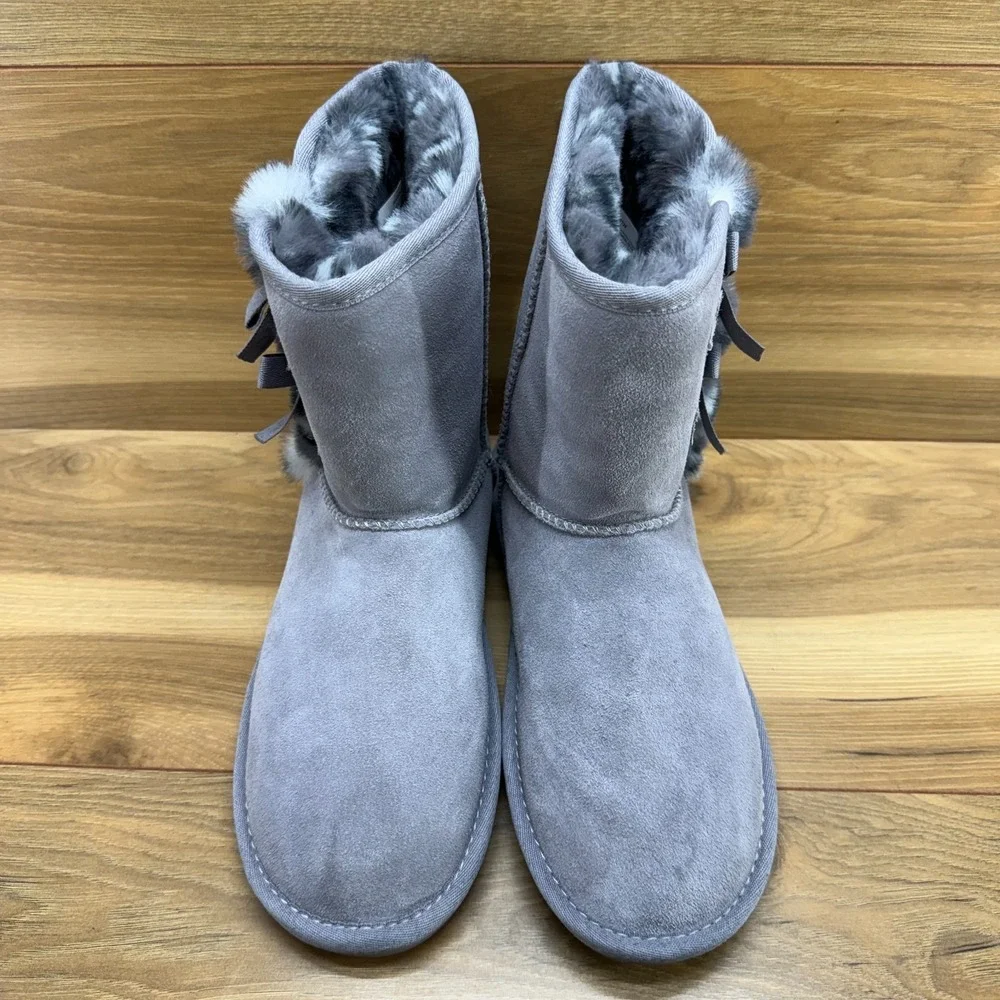 Koolaburra By UGG Victoria Mini Big Girls Youth Size 5 Gray Suede Leopard Lining